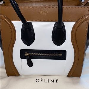 Céline Bag Luggage Tricolor Mini Black Brown White